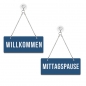 Preview: Willkommen / Mittagspause - Graviertes Wendeschild