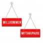 Preview: Willkommen / Mittagspause - Graviertes Wendeschild