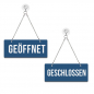 Preview: Geöffnet / Geschlossen - Graviertes Wendeschild in Druckschrift