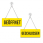 Preview: Geöffnet / Geschlossen - Graviertes Wendeschild in Druckschrift