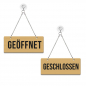 Preview: Geöffnet / Geschlossen - Graviertes Wendeschild in Druckschrift