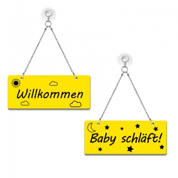 Willkommen / Baby schläft! - Graviertes Wendeschild