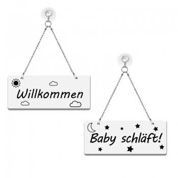 Willkommen / Baby schläft! - Graviertes Wendeschild