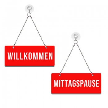 Willkommen / Mittagspause - Graviertes Wendeschild