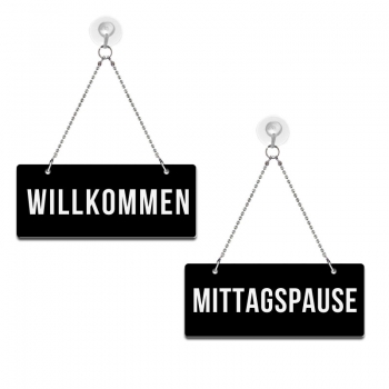 Willkommen / Mittagspause - Graviertes Wendeschild