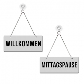 Willkommen / Mittagspause - Graviertes Wendeschild