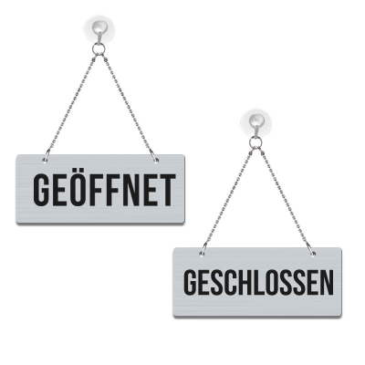 Geöffnet / Geschlossen - Graviertes Wendeschild in Druckschrift