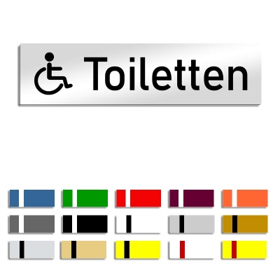 Behindertentoiletten - Türschild mit Symbol, 160x40mm