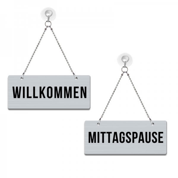 Willkommen Mittagspause Graviertes Wendeschild In Druckschrift Deine Gravur Laserdesign