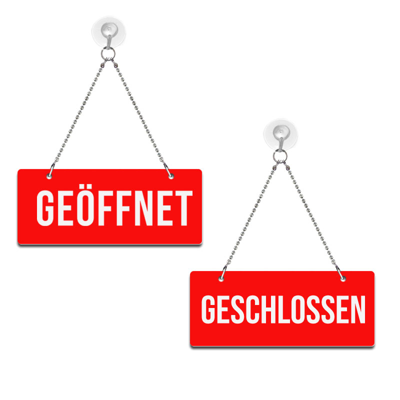 Geöffnet / Geschlossen - Graviertes Wendeschild in Druckschrift