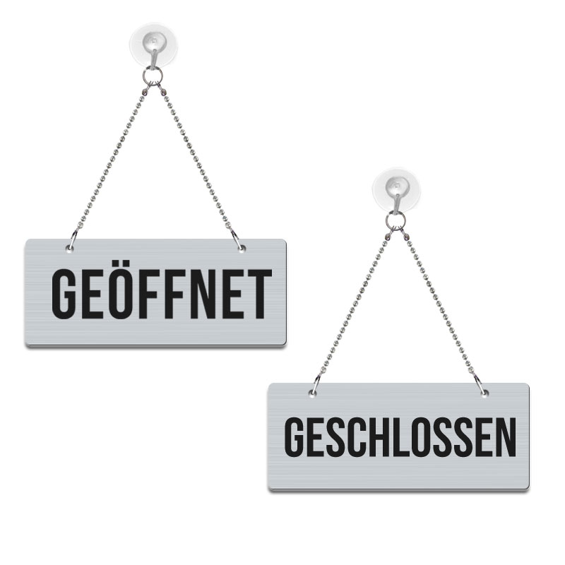 Geöffnet / Geschlossen - Graviertes Wendeschild in Druckschrift