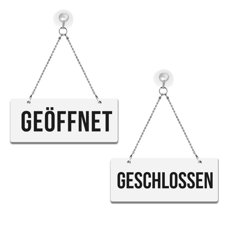 Geöffnet / Geschlossen - Graviertes Wendeschild in Druckschrift