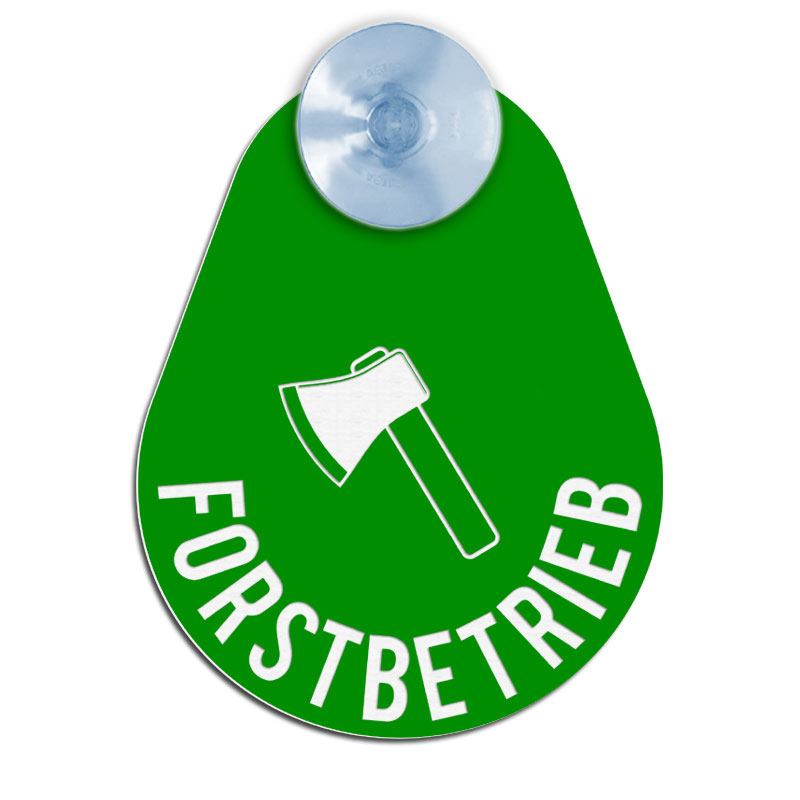 Produktbild: Forstbetrieb mit Axt - Hinweisschild für Fahrzeuge in Tropfenform