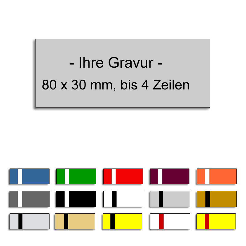 Produktbild: Gravurschild mit Wunschtext in versch. Farben, 80x30mm