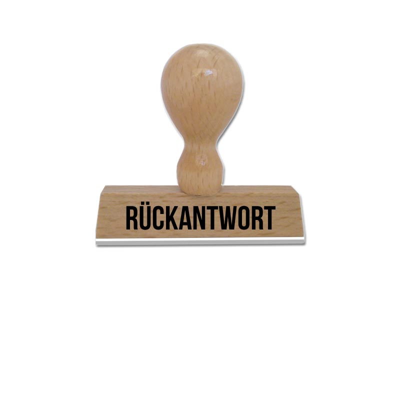 Produktbild: RÜCKANTWORT - Textstempel aus Holz