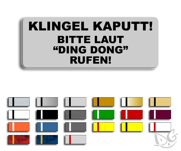 Produktbild: Klingel kaputt! Bitte laut "Ding Dong" rufen! - 80x30mm