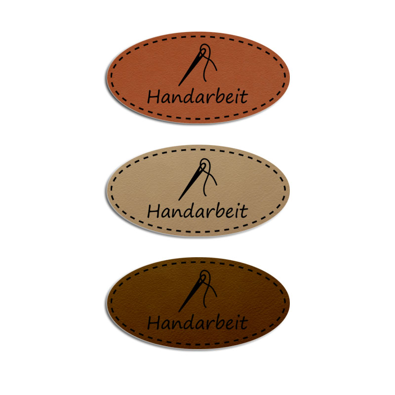 Produktbild: Handarbeit, Nadel mit Faden - Aufnäher aus Kunstleder, 50x25mm