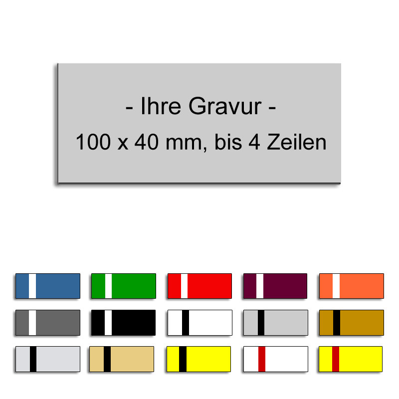 Produktbild: Gravurschild mit Wunschtext in versch. Farben, 100x40mm