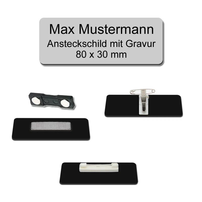 Produktbild: Ansteckschild, 80x30mm mit deiner Gravur