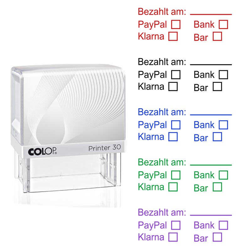 Produktbild: Bezahlt am: PayPal, Bank, Klarna, Bar