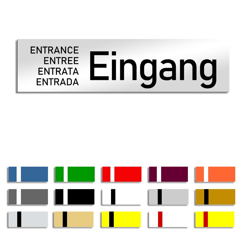 Produktbild: Eingang in versch. Sprachen, Türschild mit Symbol, 160x40mm