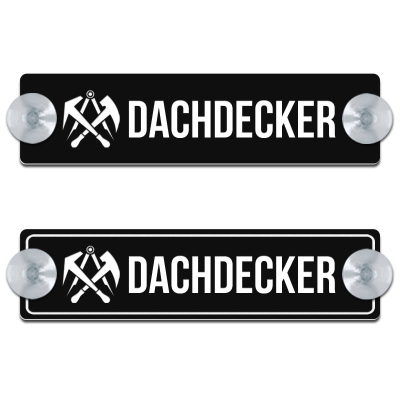 Produktbild: Dachdecker mit Motiv - Saugnapfschild, 200x50mm