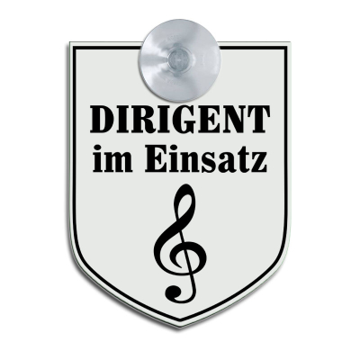 Produktbild: DIRIGENT im Einsatz - Saugnapfschild in Wappenform, 70x90mm