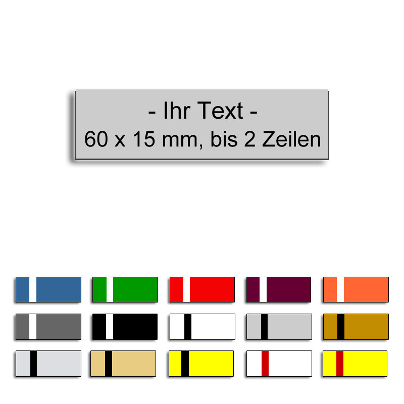 Produktbild: Gravurschild mit Wunschtext in versch. Farben, 60x15mm