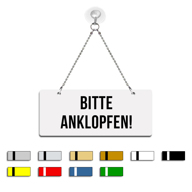 Produktbild: Bitte Anklopfen!, Graviertes Hinweisschild in versch. Farben, 165x65mm