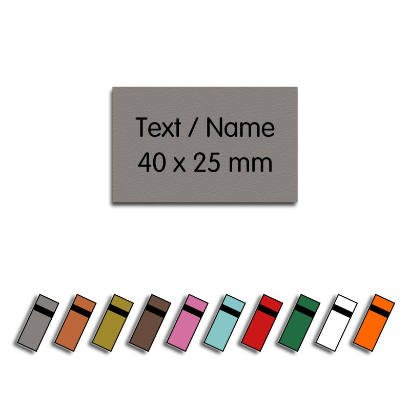 Produktbild: Kunstlederlabel mit Wunschtext, 40x25mm