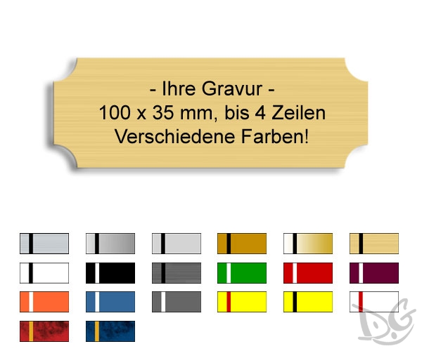 Produktbild: Formschild 02 mit Wunschtext in versch. Farben, 100x35mm