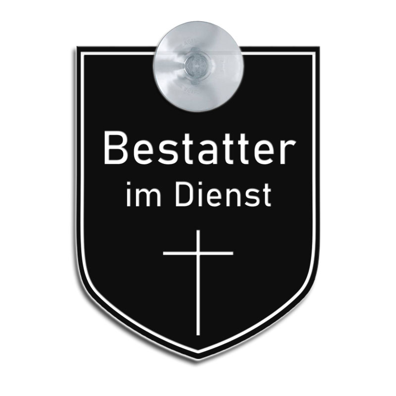 Produktbild: BESTATTER im Dienst 2.0 - Saugnapfschild in Wappenform, 70x90mm