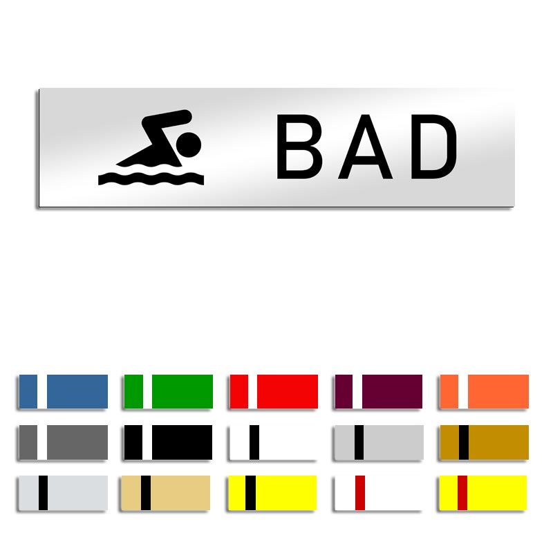 Produktbild: BAD, Türschild mit Symbol, 160x40mm