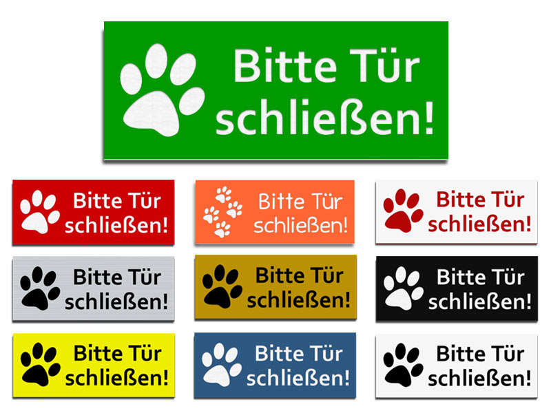 Produktbild: Bitte Tür schließen mit Pfotenabdruck! 100x40mm