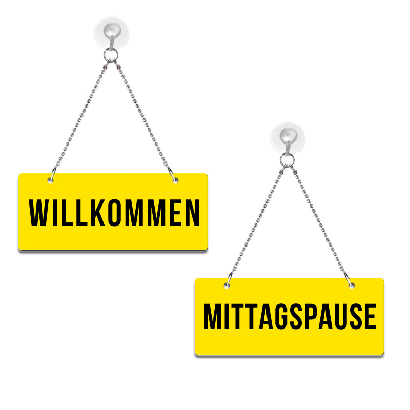 Produktbild: Willkommen / Mittagspause, Wendeschild in versch. Farben