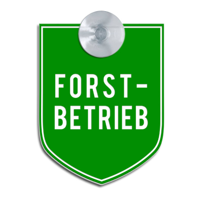 Produktbild: Forstbetrieb (Text) - Saugnapfschild in Wappenform, 70x90mm
