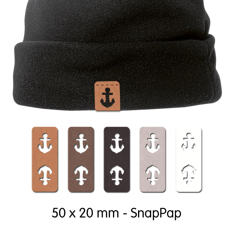 Produktbild: 5x Label mit doppeltem Anker aus SnapPap - Waschbares Papier in Lederoptik
