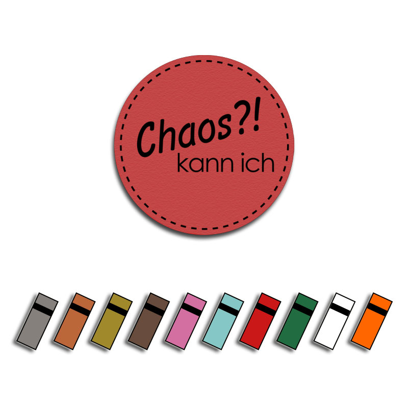 Produktbild: Chaos?! kann ich - Kunstlederlabel, Ø50mm