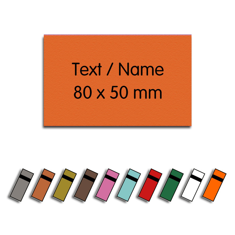 Produktbild: Kunstlederlabel mit Wunschtext, 80x50mm