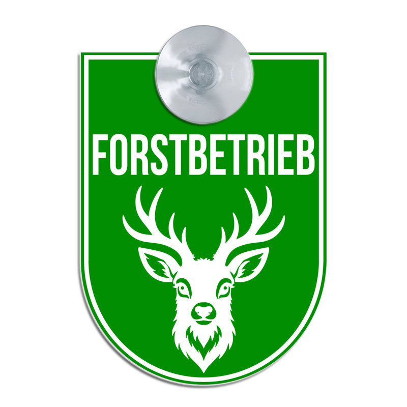 Produktbild: FORSTBETRIEB mit Hirsch - Saugnapfschild für die Windschutzscheibe