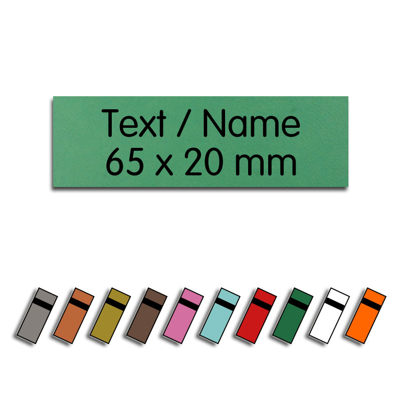 Produktbild: Kunstlederlabel mit Wunschtext, 65x20mm