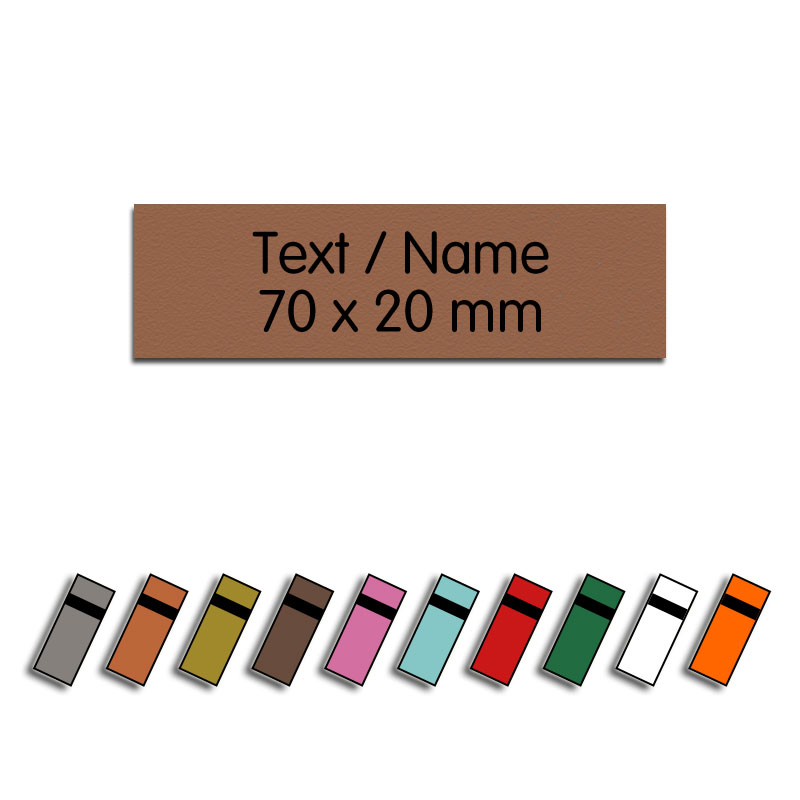 Produktbild: Kunstlederlabel mit Wunschtext, 70x20mm