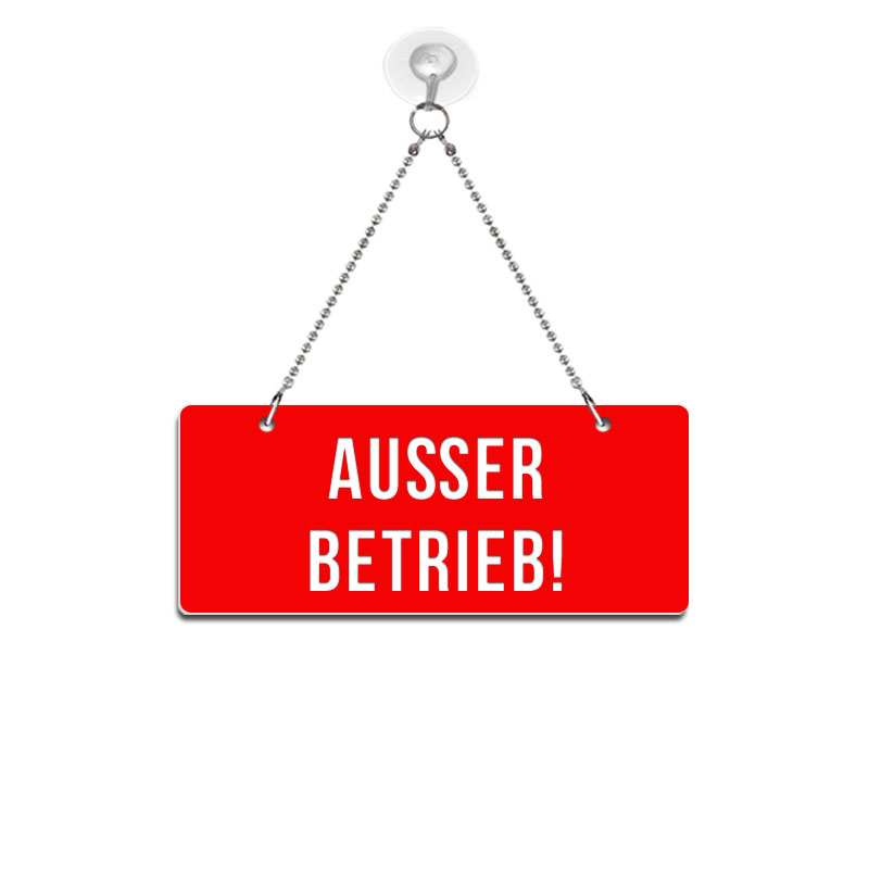Produktbild: Ausser Betrieb! - Hängeschild in versch. Farben, 165x65mm